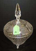 CRYSTAL FOOTED CANDY DISH WITH LID