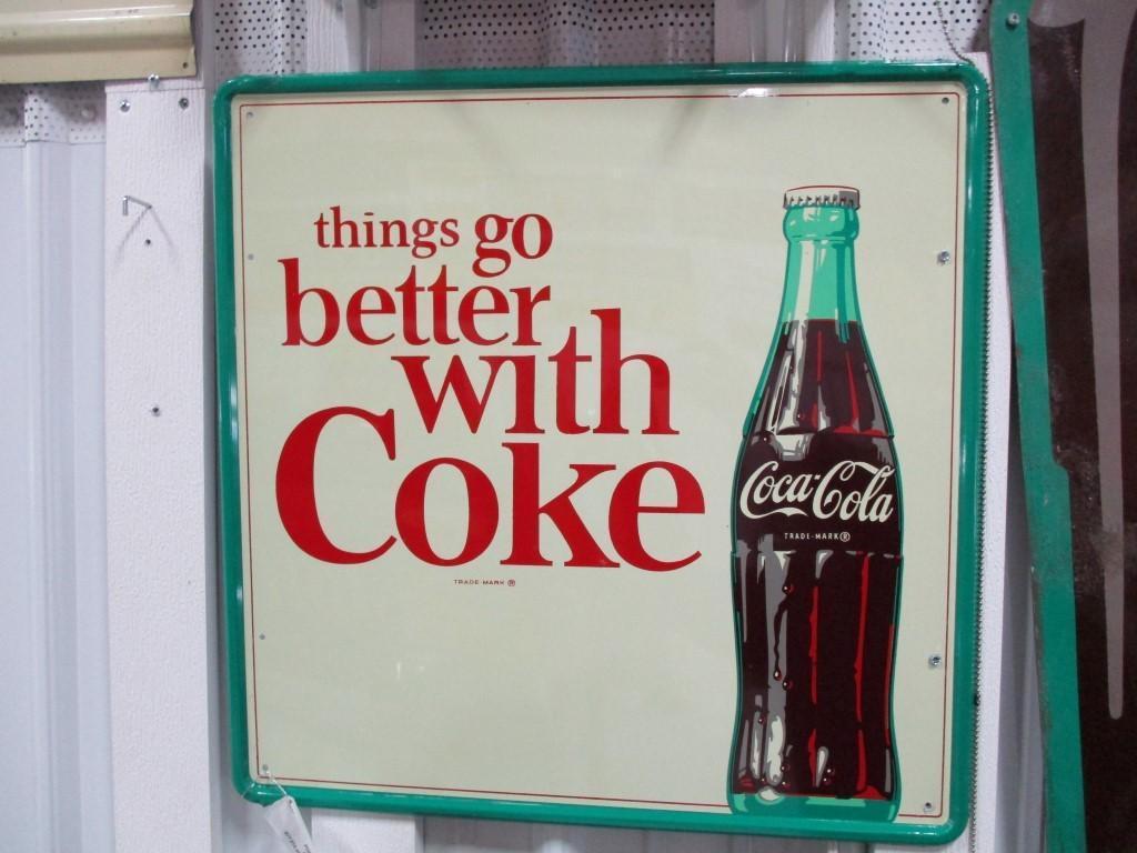 85131 - Things Go Better w/ Coke Sign (NOS) 23" x 23" stamped