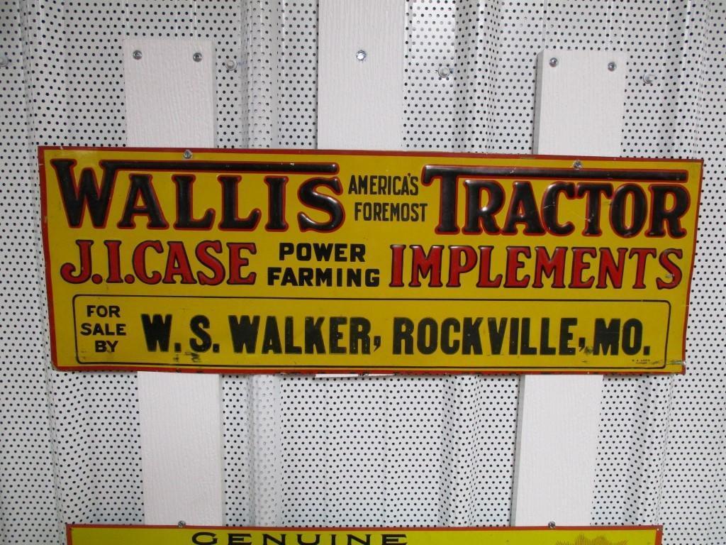 85420 - Wallis America Tractors, JI Case Machines W.S. Walker Rockville, MO, tin, embossed 27.5 X