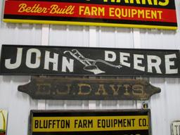 85396 - John Deere 15.5 X 95 Plow Sign Sandstone w/ EJ 11 X 73 Davis Dealer Sign (sold together)