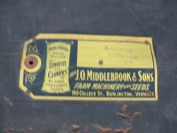 85396 - John Deere 15.5 X 95 Plow Sign Sandstone w/ EJ 11 X 73 Davis Dealer Sign (sold together)