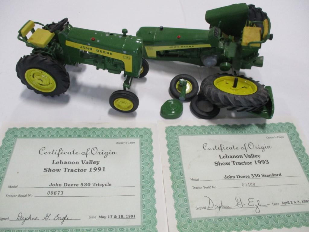 4287-JD 330 (1993), JD 530 (1991) BROKEN W/ PIECES, LEBANON VALLEY SHOW TRACTORS, 1/16TH SCALE