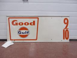 2912- 38" WIDE X 16' TALL GULF SINGLE SIDED TIN SIGN