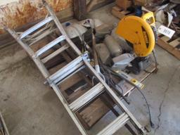 9616-PALLET OF LADDERS, SHOVELS, TORCHES, SAW