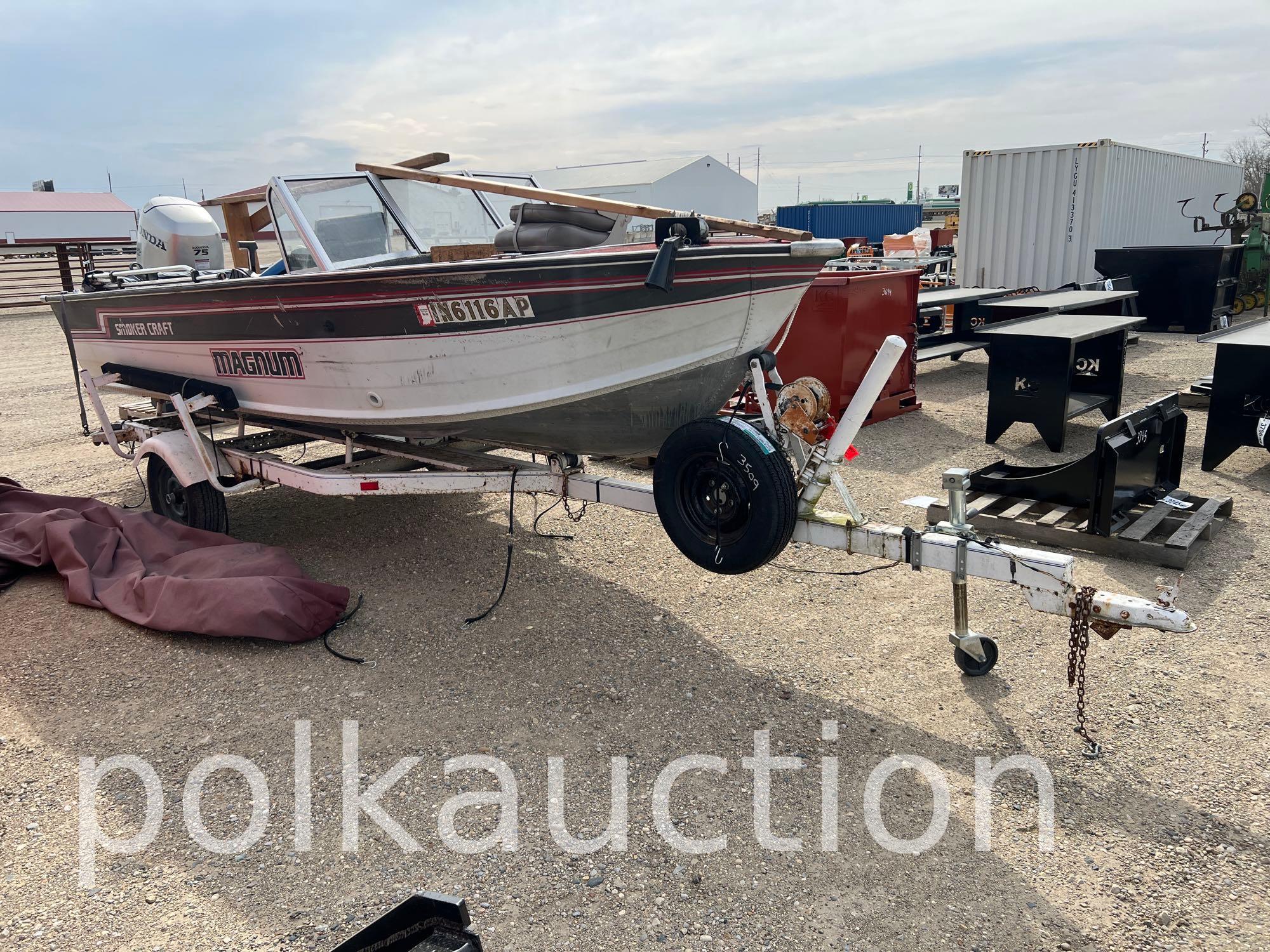 3509-(1990) SMOKERCRAFT V160 RUNABOUT FISHING BOAT W/ TRAILER (SN# SMK74884F090)(TITLES AVAILABLE)