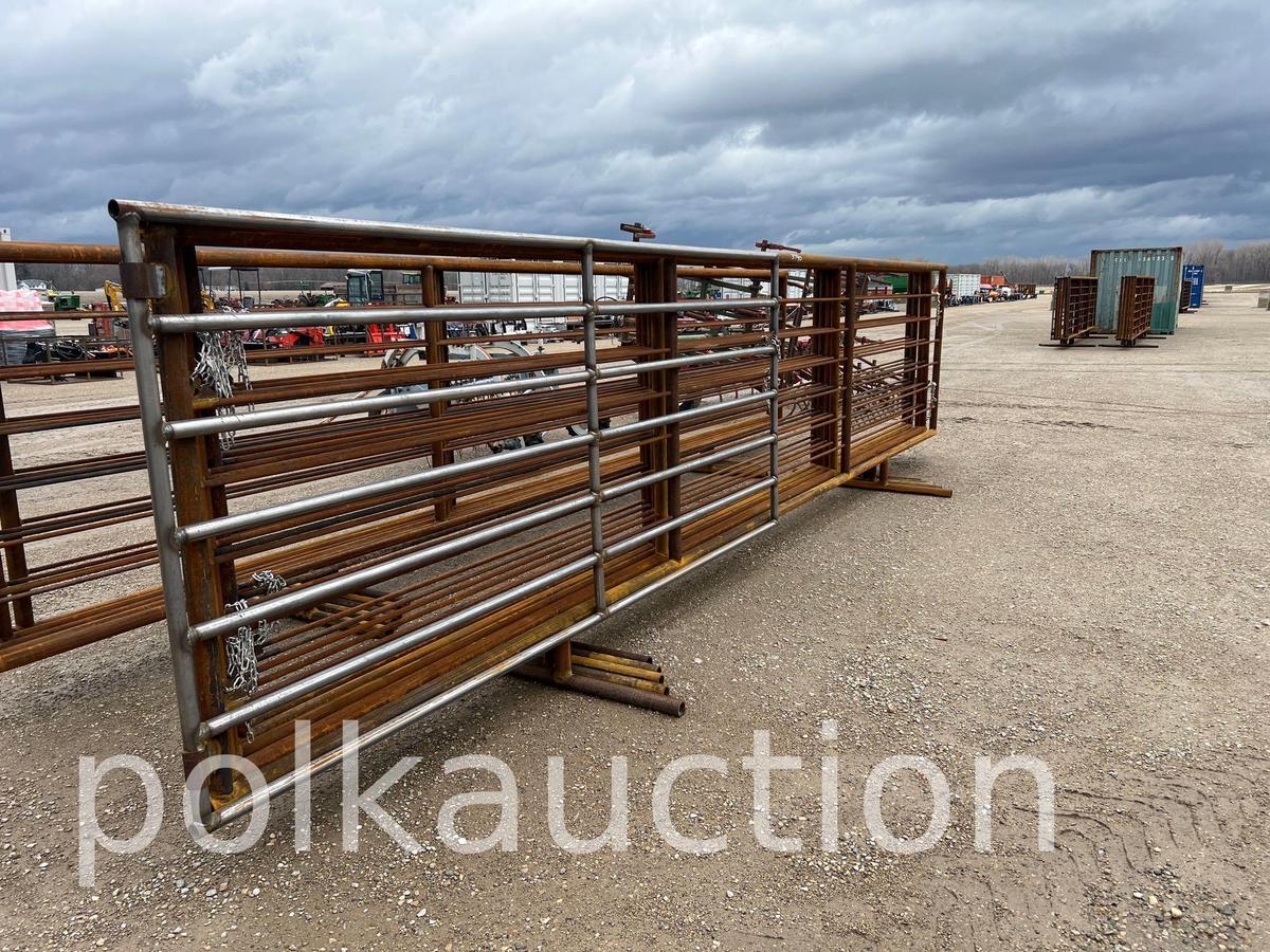 3790-(5) 24' LONG 67" TALL LIVESTOCK PANELS W/GATE