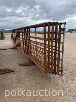 3840-(5) 24' LONG 67" TALL LIVESTOCK PANELS W/GATE