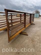 3789-(5) 24' LONG 67" TALL LIVESTOCK PANELS W/GATE