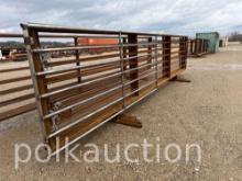 3840-(5) 24' LONG 67" TALL LIVESTOCK PANELS W/GATE