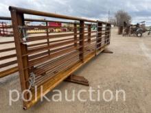 3843-(5) 24' LONG 67" TALL LIVESTOCK PANELS W/GATE