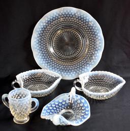 VINTAGE "MOONSTONE" OPALESCENT HOBNAIL GLASSWARE