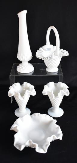 ASSORTED FENTON MILK GLASS