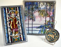 ASSORTED STAINED GLASS PANELS