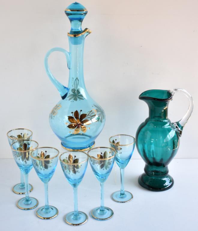 BOHEMIAN GLASS DECANTER SET & MORE