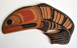 KWAKIUTL CARVED SALMON PLAQUE