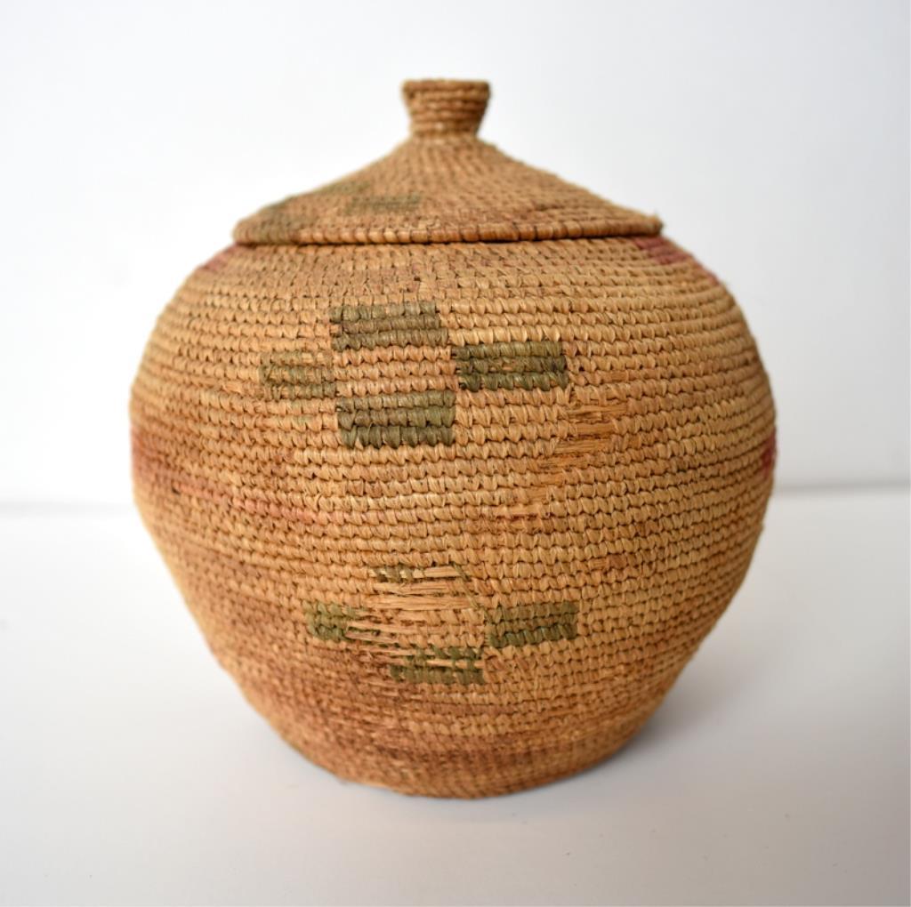 ANTIQUE ESKIMO COVERED BASKET