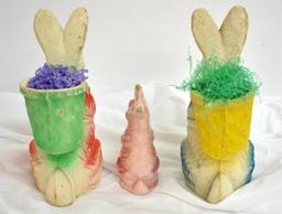 THREE VINTAGE PAPIER-MACHE EASTER BUNNIES