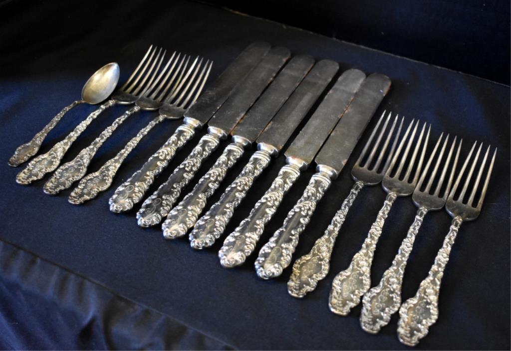 ORNATE SHREVE & CO STERLING SILVER FLATWARE