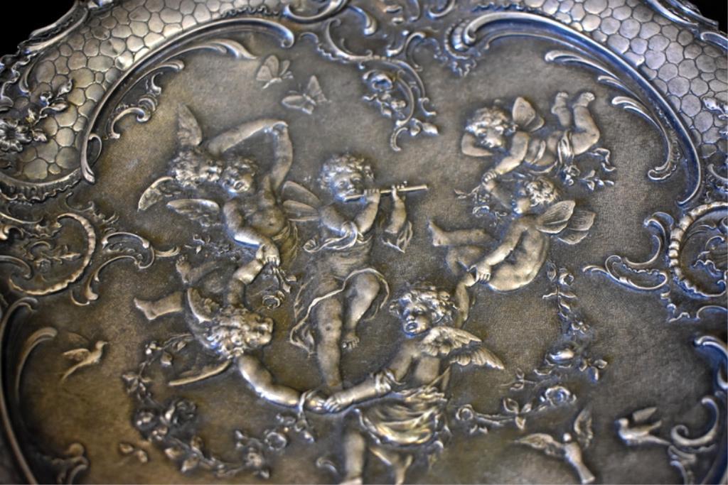 SPECTACULAR ANTIQUE SILVER FOOTED TRAY