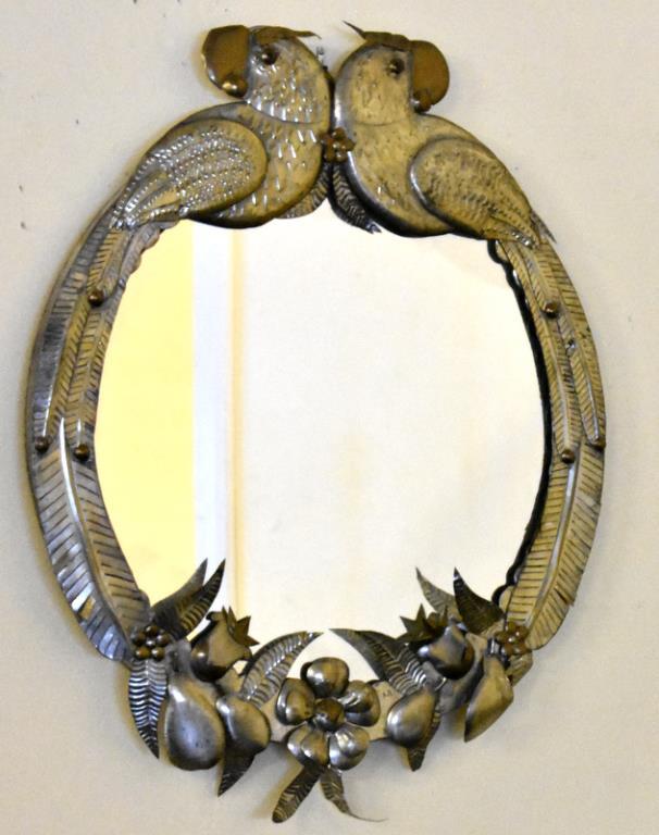 1920s TIN ART FRAMED MIRROR (ST. JUDE CHARITY LOT)