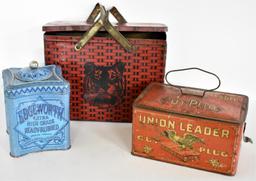 THREE ANTIQUE TOBACCO TINS