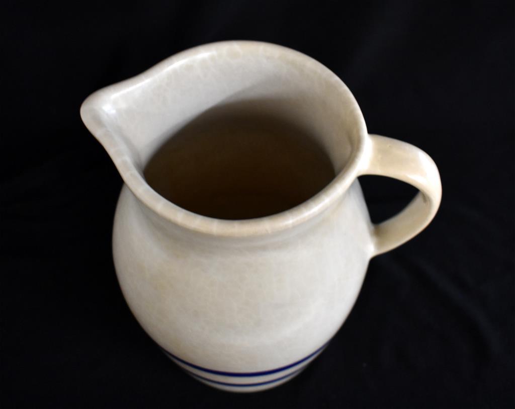CUPS, SAUCERS AND POTTERY WATER PITCHER