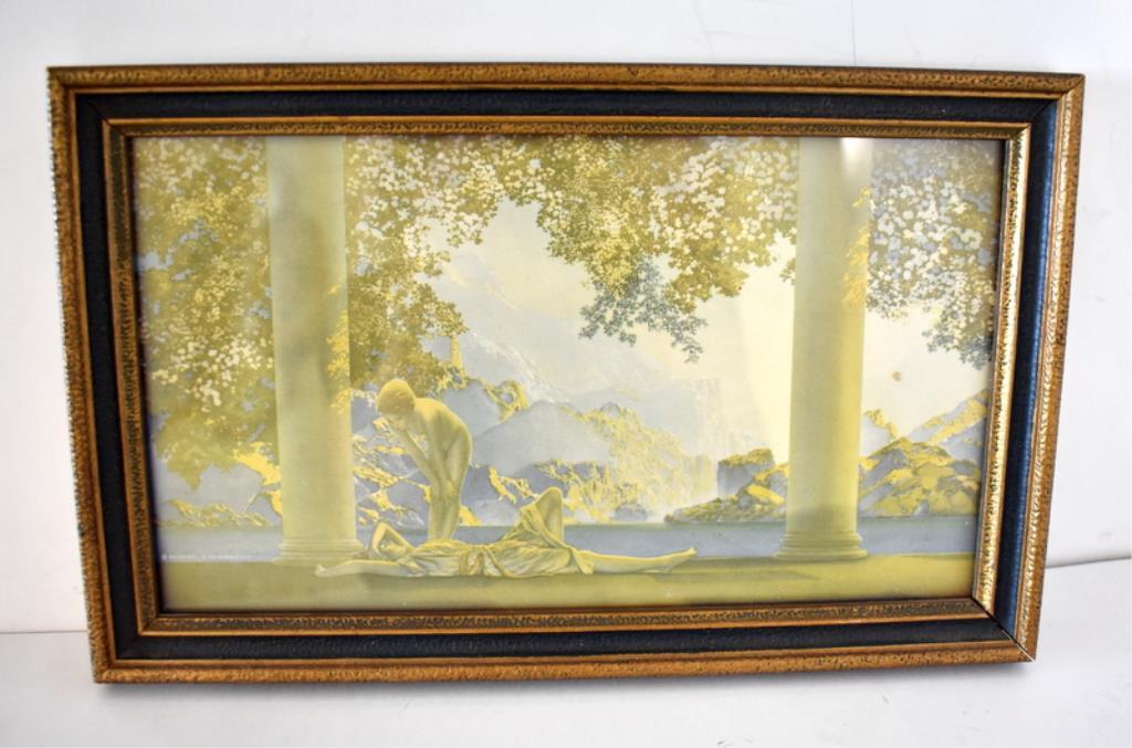 MAXFIELD PARRISH "DAYBREAK" ANTIQUE FRAMED PRINT