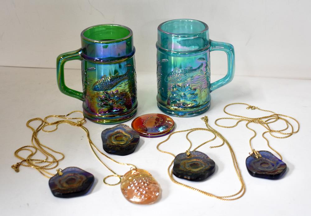 CARNIVAL GLASS MUGS & JEWELRY - ASPCA CHARITY ITEM