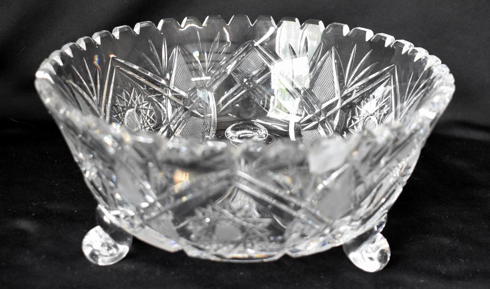 TWO FOOTED CUT GLASS BOWLS - CASA CHARITY ITEM