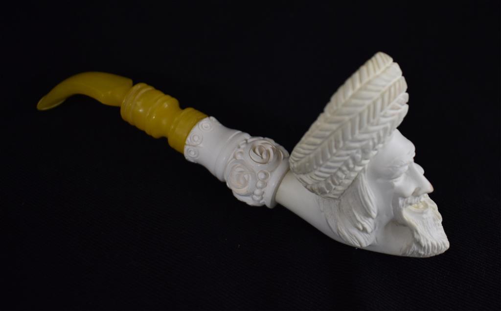 TWO MEERSCHAUM ESTATE PIPES WITH BAKELITE STEMS