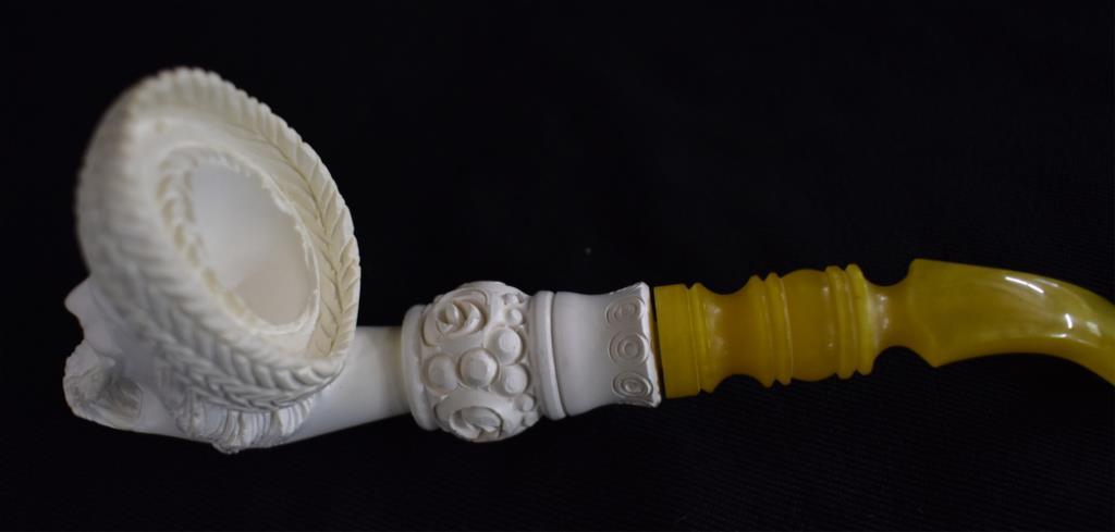 TWO MEERSCHAUM ESTATE PIPES WITH BAKELITE STEMS