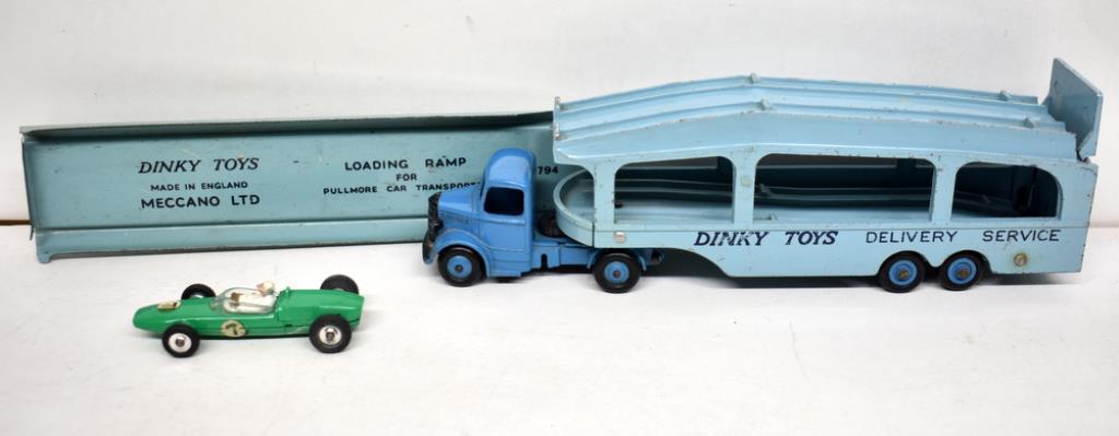 DINKY TOYS DELIVERY TRUCK WITH LOTUS RACING CAR