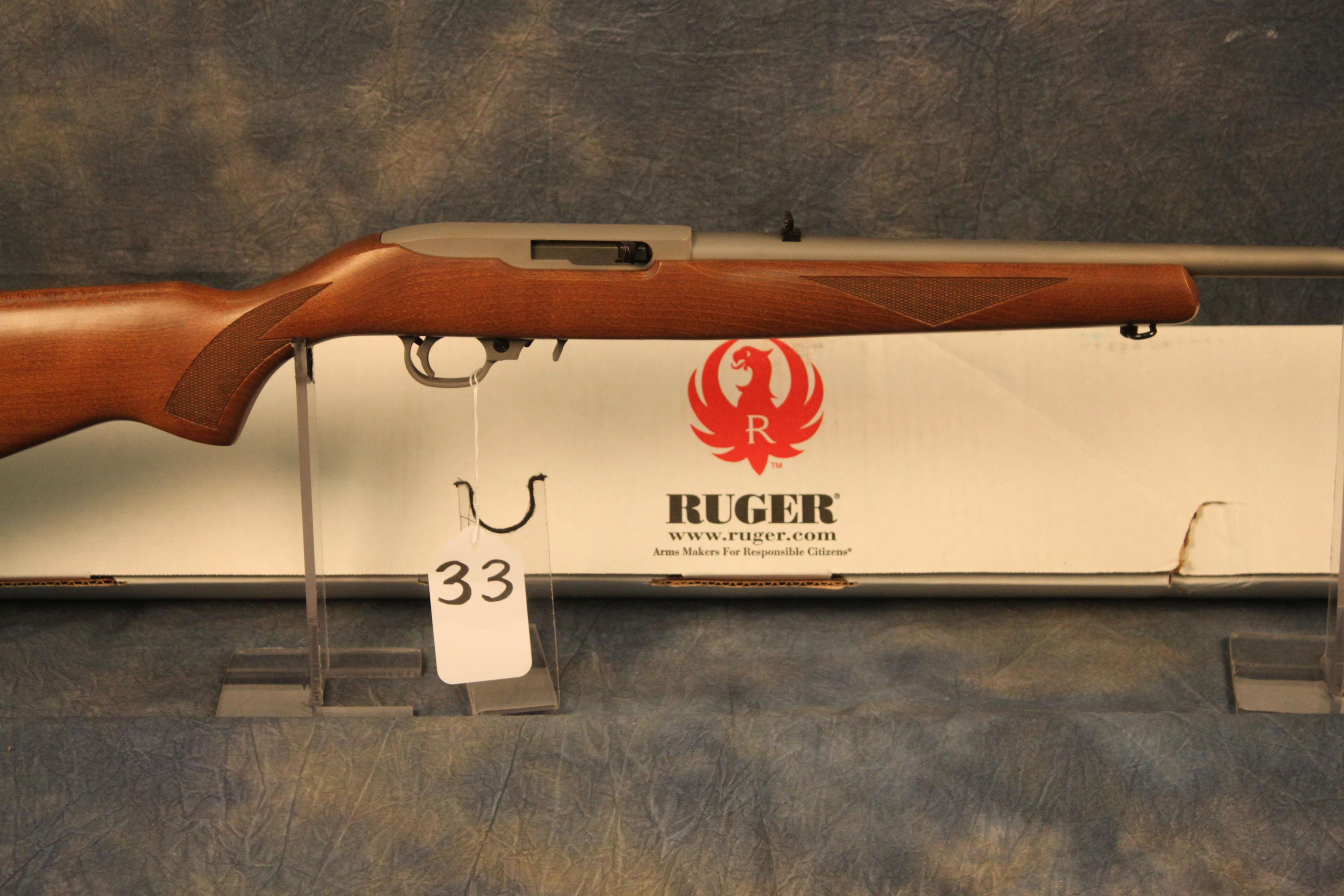 33. Ruger 10/22 Deluxe, 22” Barrel, Brushed Stainless w/ Swivels SN:352-49437