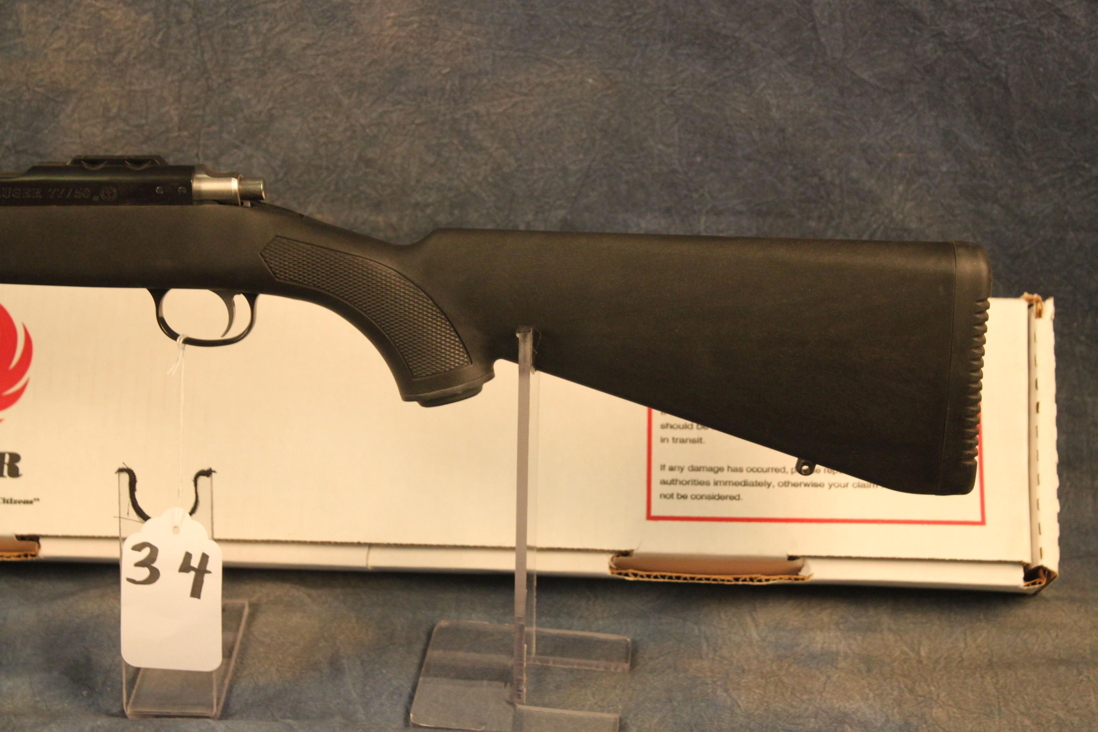 34. Ruger 77/50 .50 Cal Muzzleloader, Syn, 209 Conv. Kit, & Rings SN:730-19585