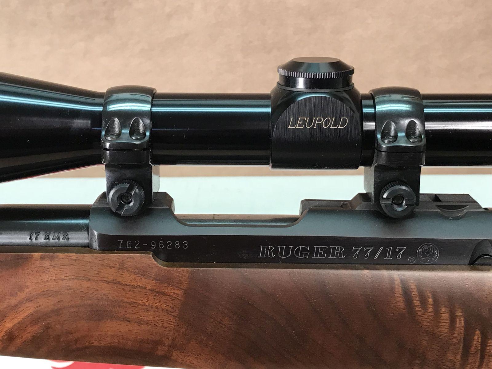 30. Ruger 77/17 .17HMR, Leupold VX-I 4-12x40 Scope SN:702–96283