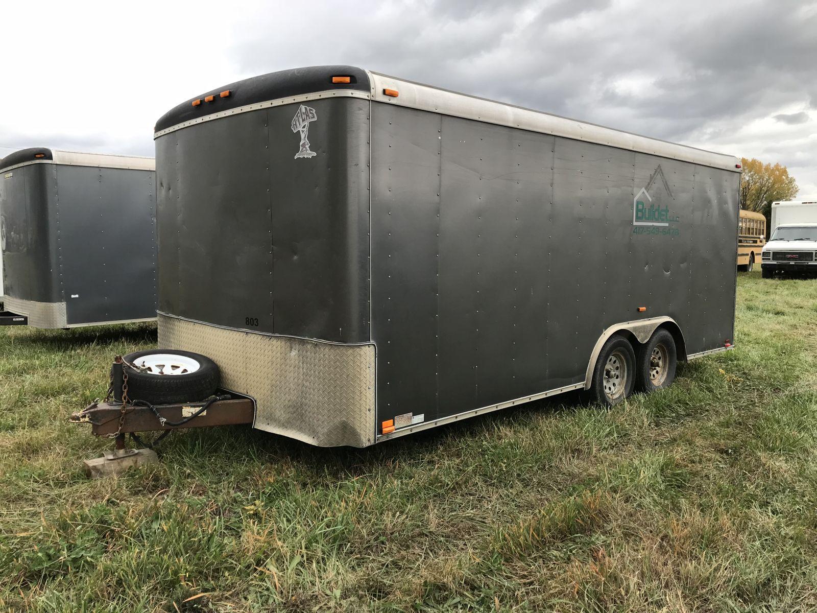 ’07 Atlas Mfg. 8’x20’ Cargo Trailer, Rear Ramp Door, Side Door