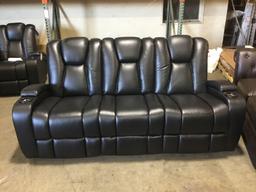 Bissette Reclining Sofa by Red Barrel Studio In Black Faux Leather