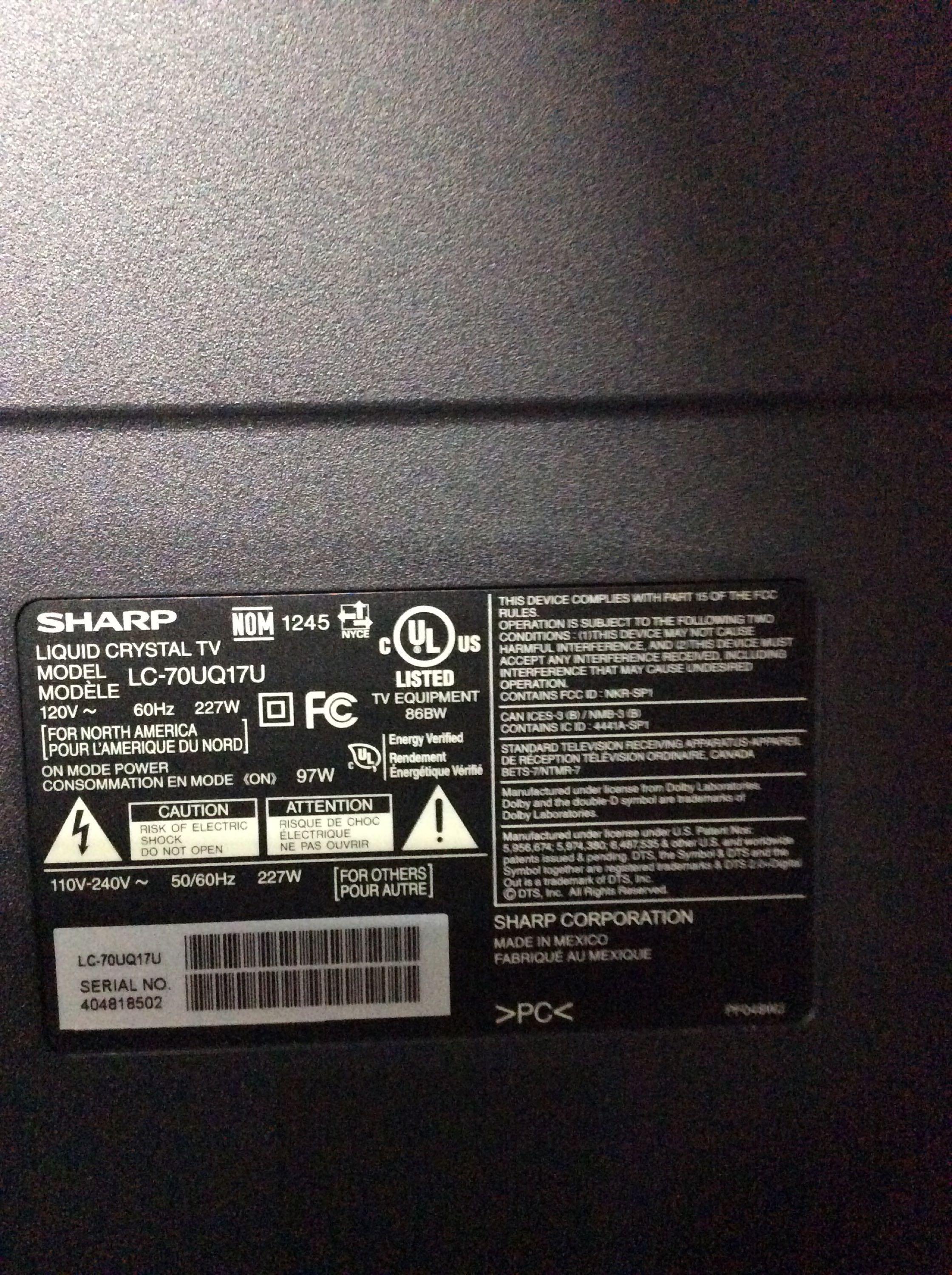 Sharp 70in LCD TV