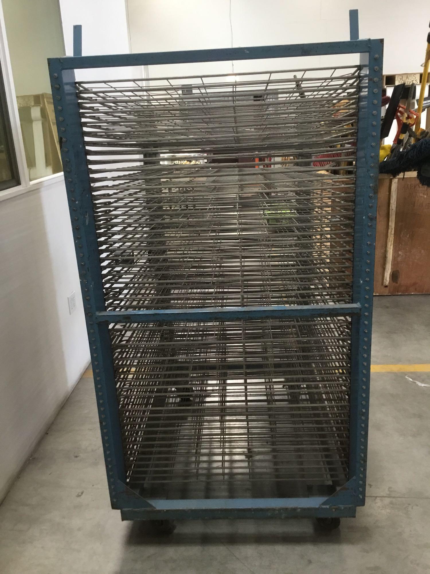 Industrial Metal Screen Printing Drying Rack on Casters