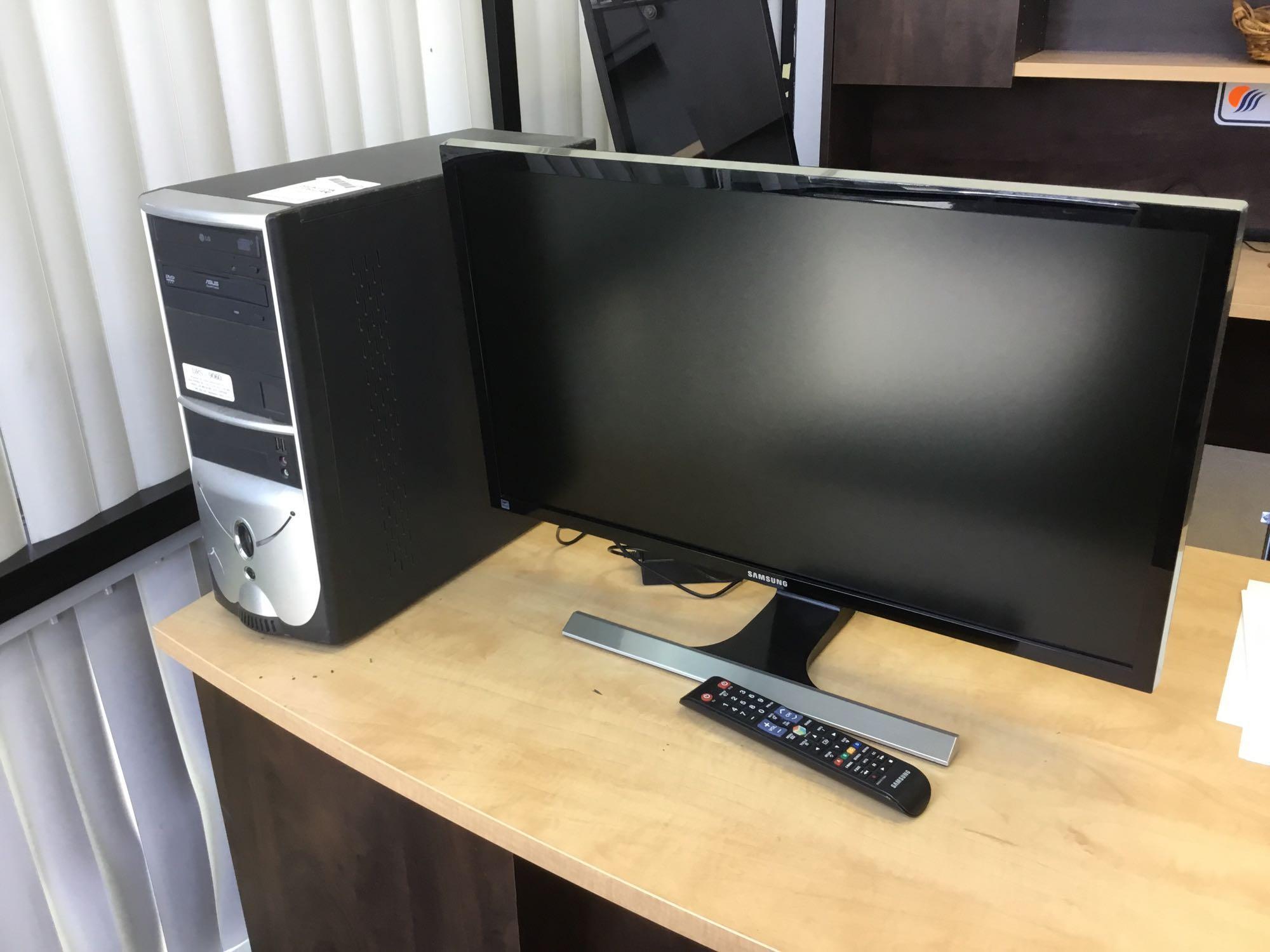 Lot of Samsung 28in. UHD Color Display Monitor w/Remote and Asus Computer Tower