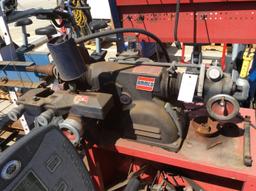 Vintage AMMCO Safe Turn Brake Lathe With Accessories Mounted on Bench