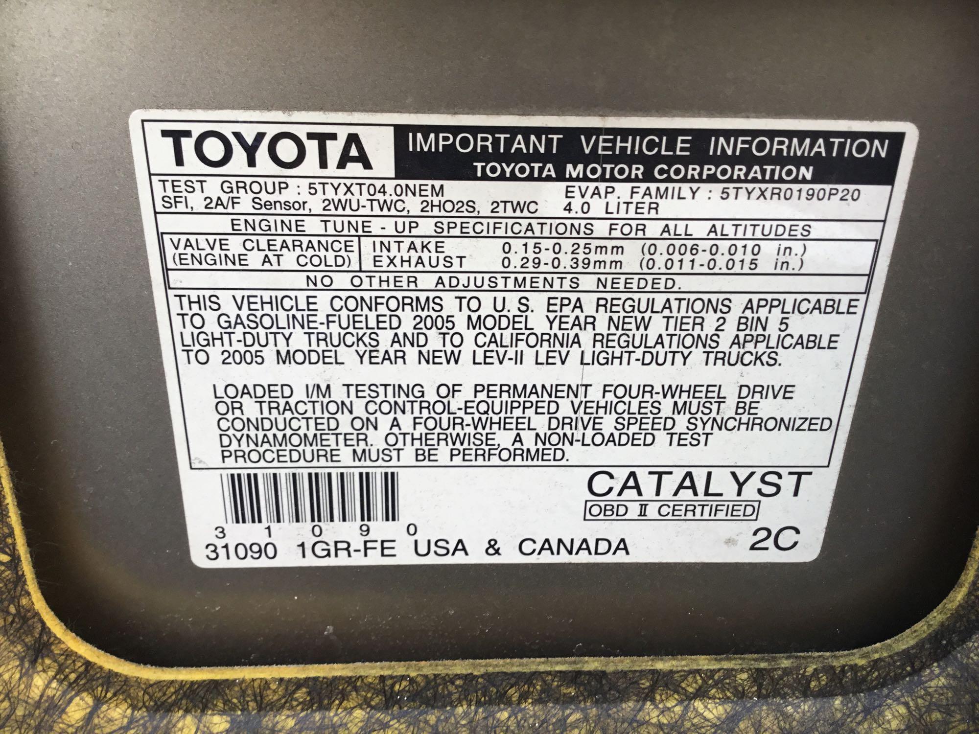 2005 Toyota V6 4.0L 4Runner