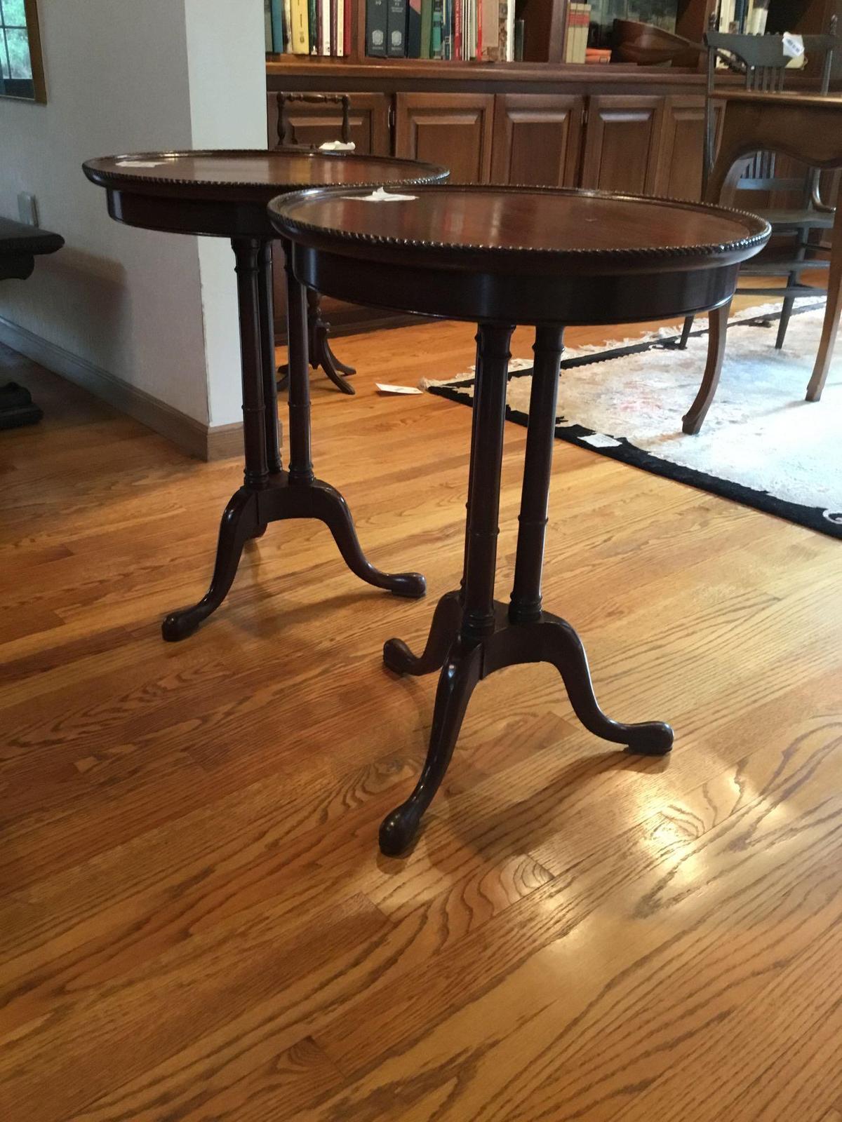 (2) Vintage Matching Wood Handcrafted End Tables