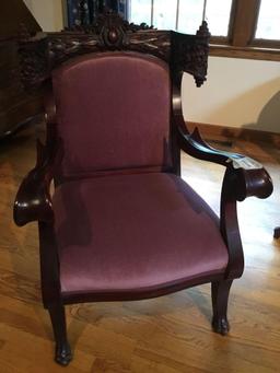 Antique Victorian Era Open Armchair