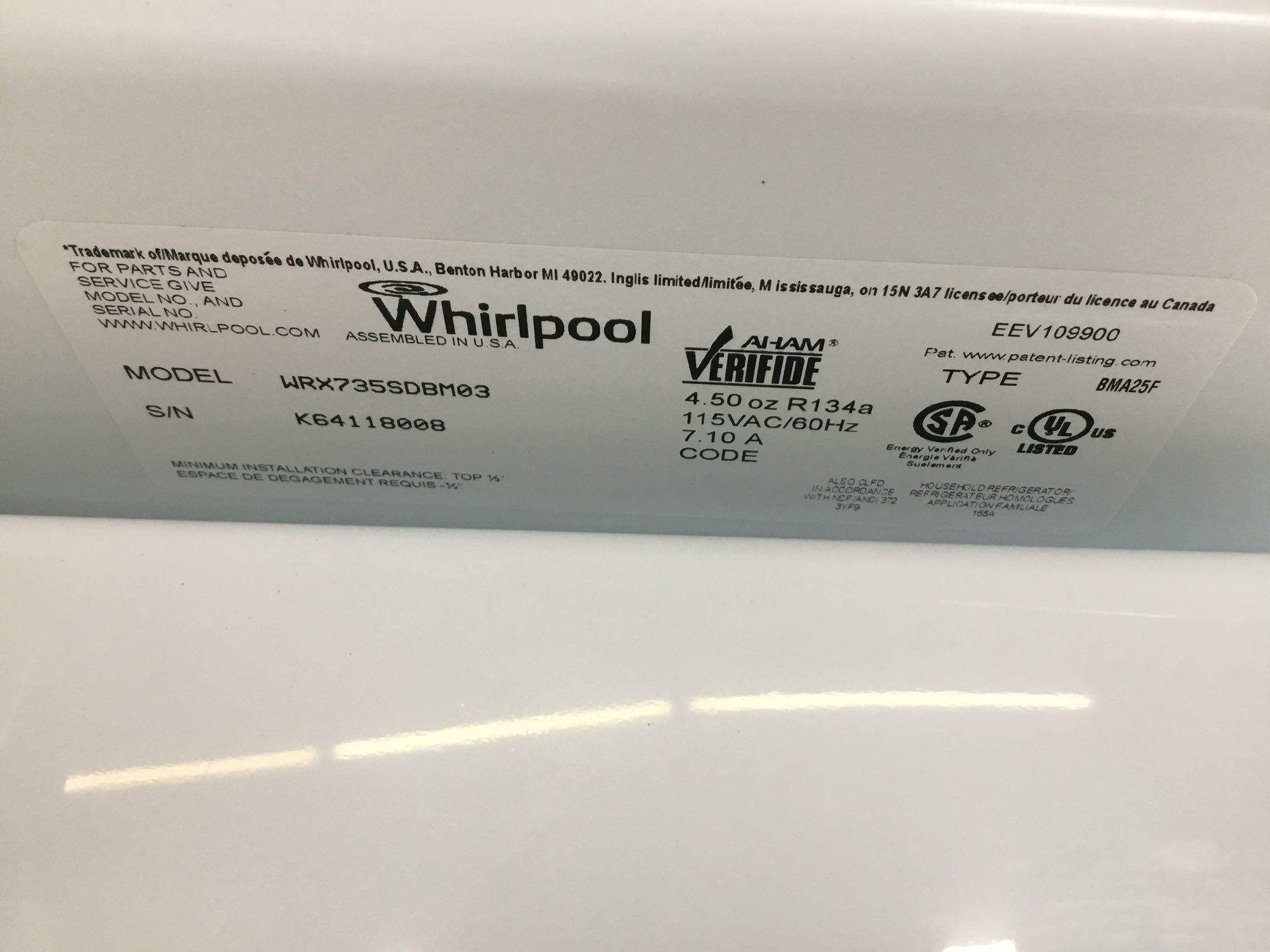 Whirlpool 36 in. Wide French Door Refrigerator with External Refrigerated Drawer**GETS COLD**