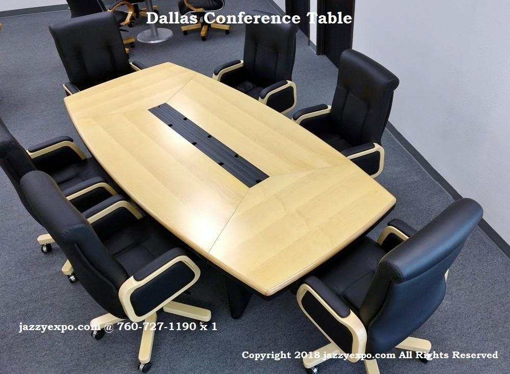 8ft. 2in. Dallas Conference Table and (6) Newport Mid-Back Black Leather Chairs