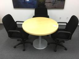 39in. Cape Town Round Meeting Table and (3) New Orleans Mid-Back Chairs