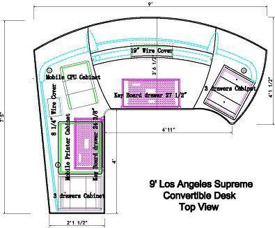 Los Angeles 9' Executive Desk Right and Sacramento High-Back Chair,