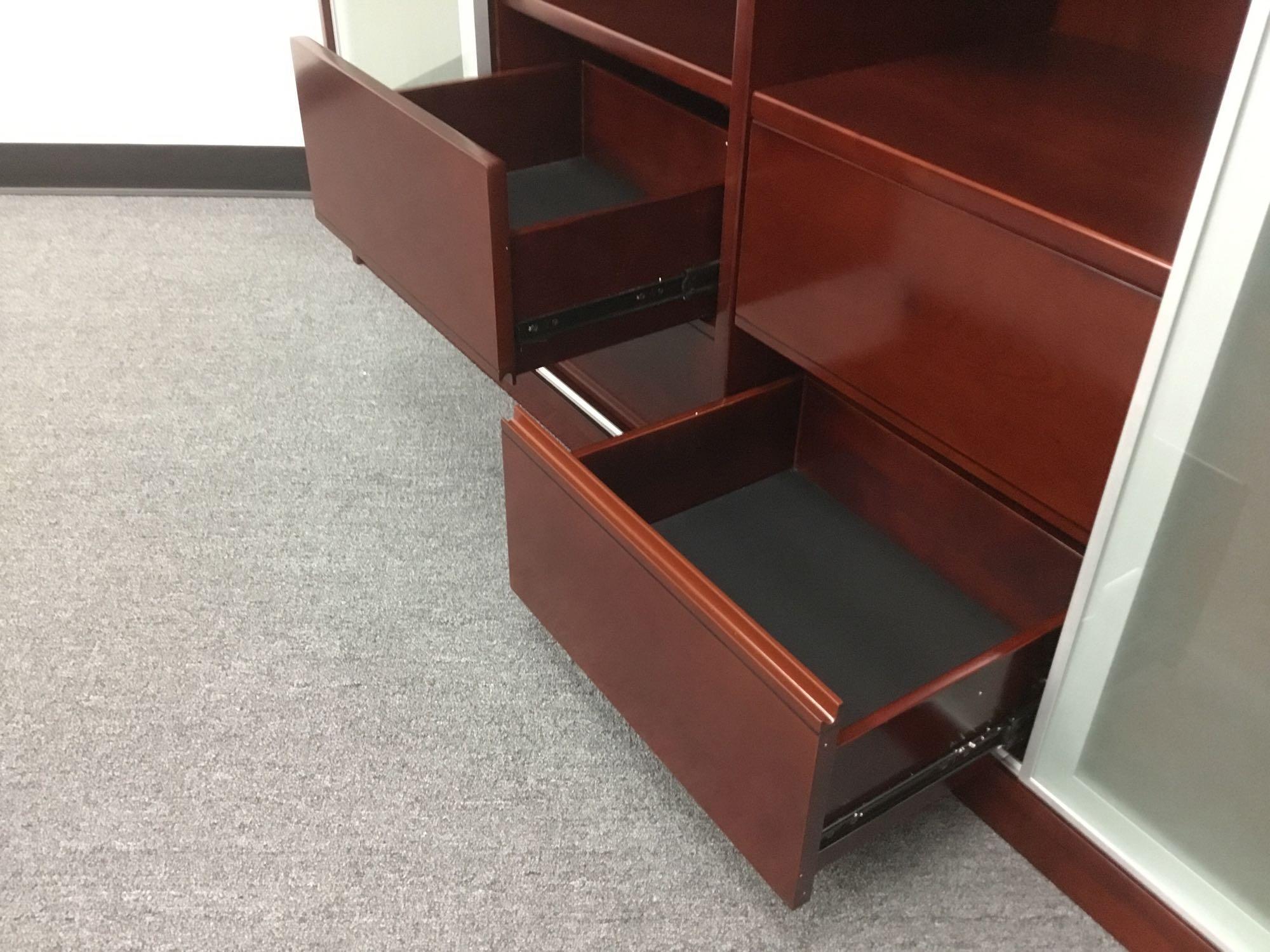 13ft. 9in. San Diego Reception Desk in Walnut w/Dark Cherry Finish