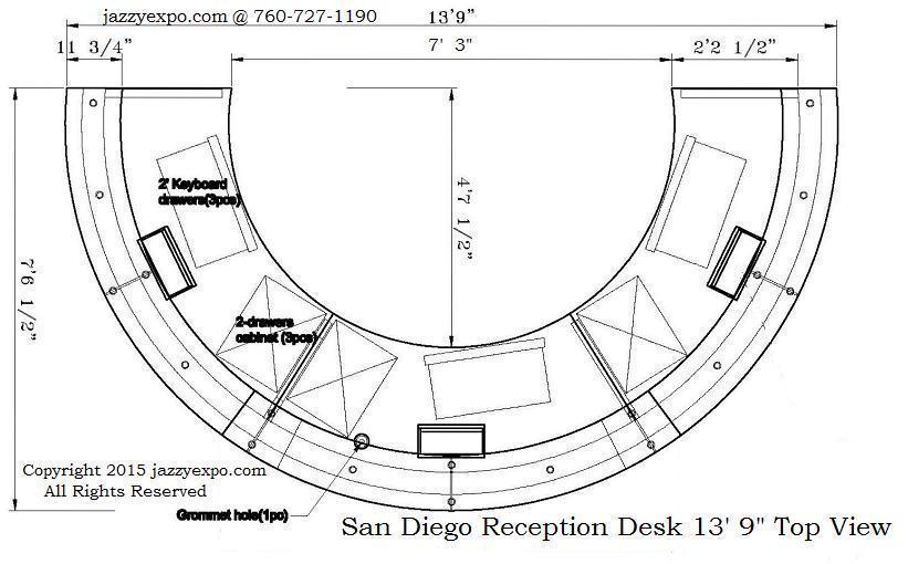 13ft. 9in. San Diego Reception Desk in Walnut w/Dark Cherry Finish